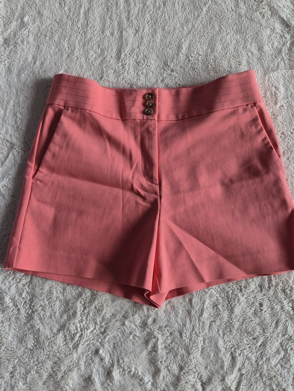 LOFT High-Waist Shorts Coral Sz 10 Buttoned Tailored Pockets